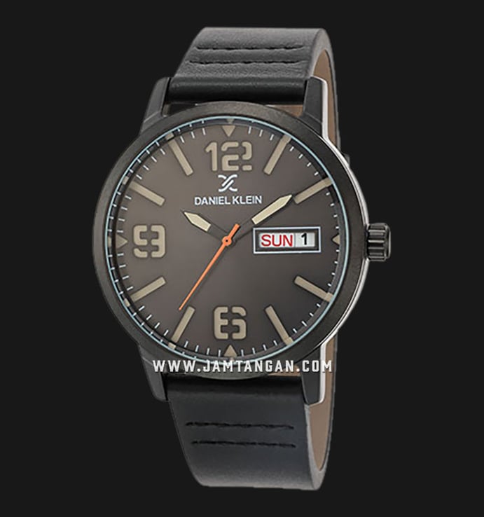 Daniel Klein Premium DK112506-3 Men Gunmetal Dial Black Leather Strap