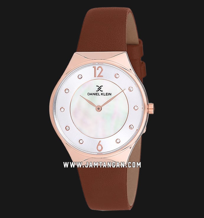 Daniel Klein Fiord DK12059-3 Ladies Mother Of Pearl Dial Brown Leather Strap