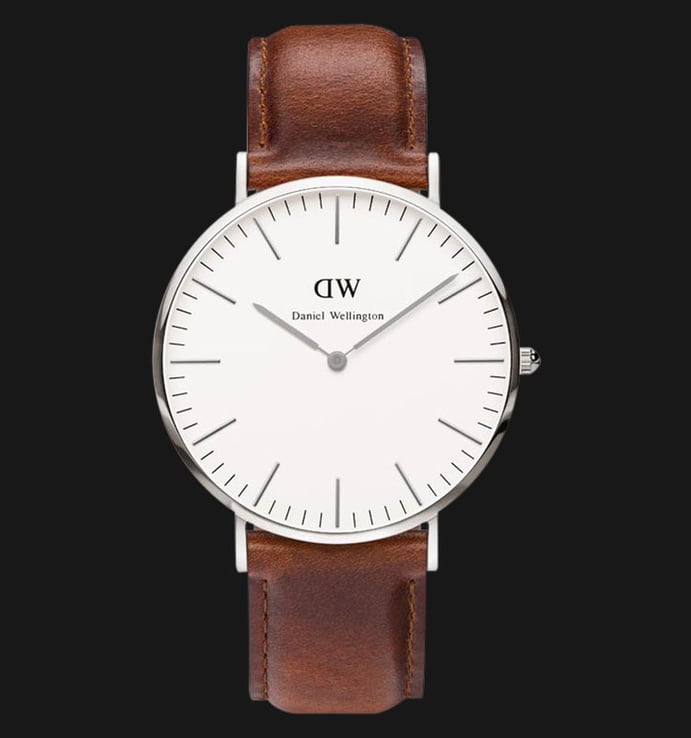 Daniel Wellington 0207DW-SV Classic St.Mawes 40mm White Dial Brown Leather Strap