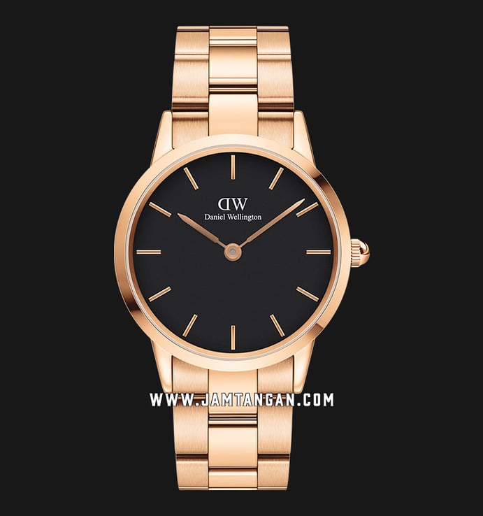 Daniel Wellington Iconic Link DW00100210 Black Dial Rose Gold Stainless Steel Strap