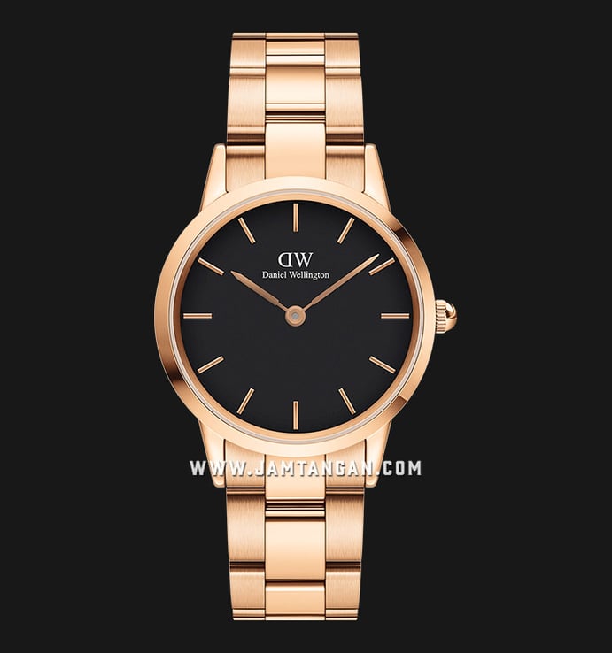 Daniel Wellington Iconic Link DW00100212 Black Dial Rose Gold Stainless Steel Strap