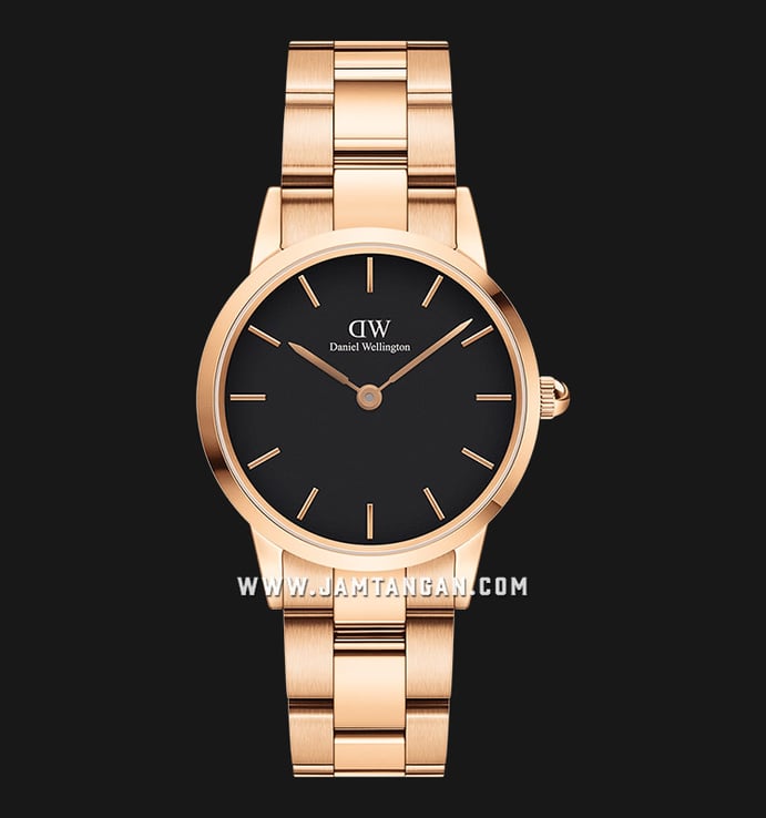 Daniel Wellington Iconic Link DW00100214 Black Dial Rose Gold Stainless Steel Strap
