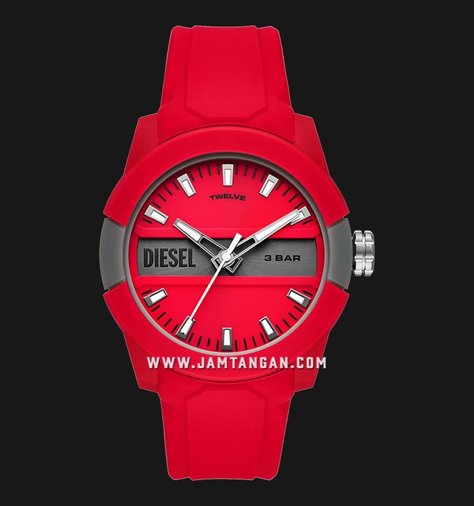 Diesel Double Up DZ1980 Men Red Dial Red Rubber Strap