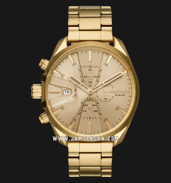 Diesel MS9 DZ4475 Chronograph Men Gold Dial Gold Stainless Steel Strap