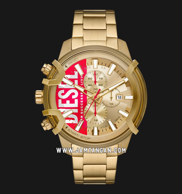 Diesel Griffed Dial Steel Chronograph Strap Stainless Gold DZ4595 Gold