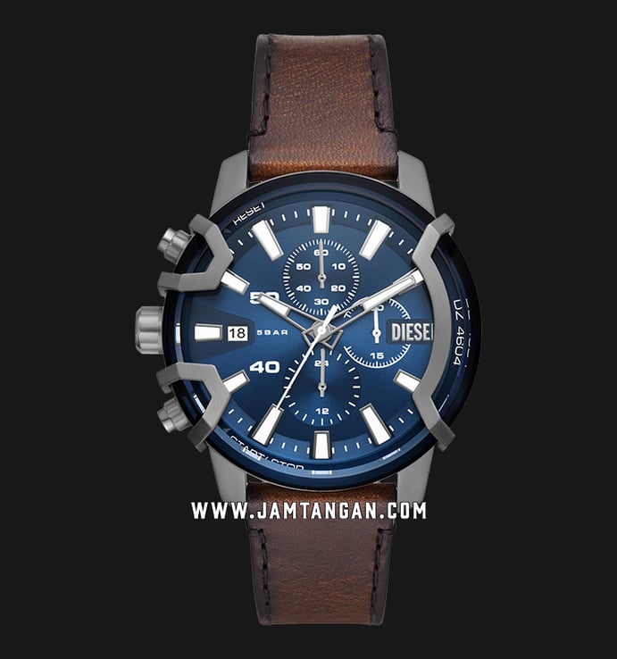 Diesel Griffed DZ4604 Chronograph Blue Dial Strap Leather Brown