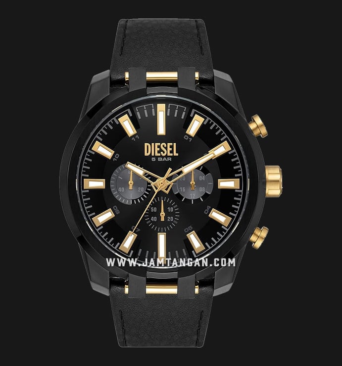 Diesel Split DZ4610 Men Chronograph Black Dial Black Leather Strap | Quarzuhren