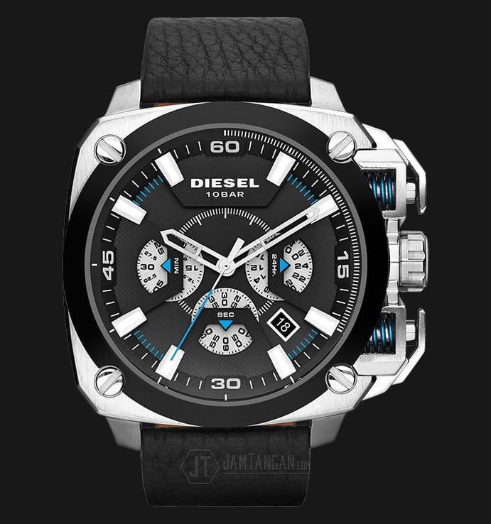Diesel DZ7345 BAMF Silver Chronograph Black Dial Leather Watch