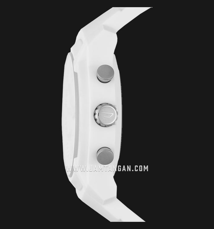 Diesel Armbar DZT1015 Hybrid Smartwatch Chronograph Men Silver Dial White Rubber Strap