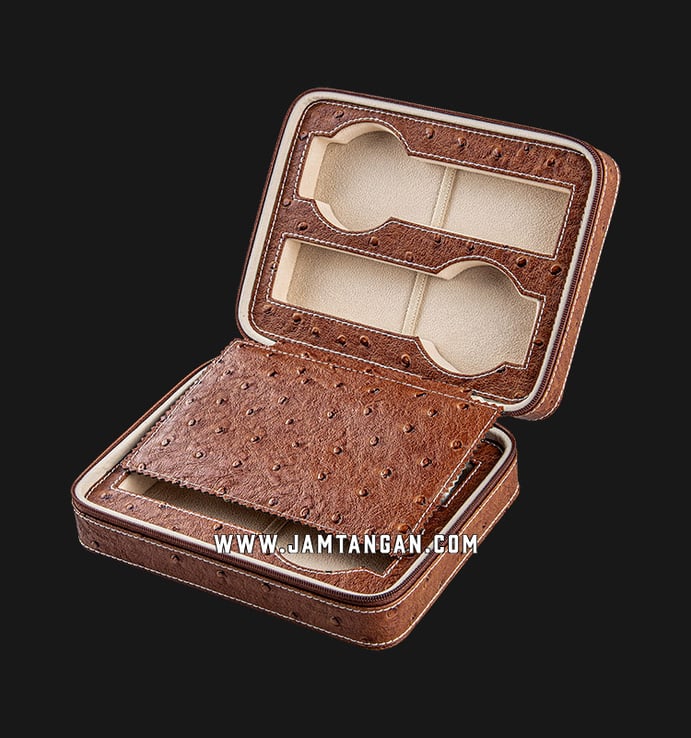 Kotak Jam Tangan Driklux 4W-OS-BR Brown Ostrich Leather Box