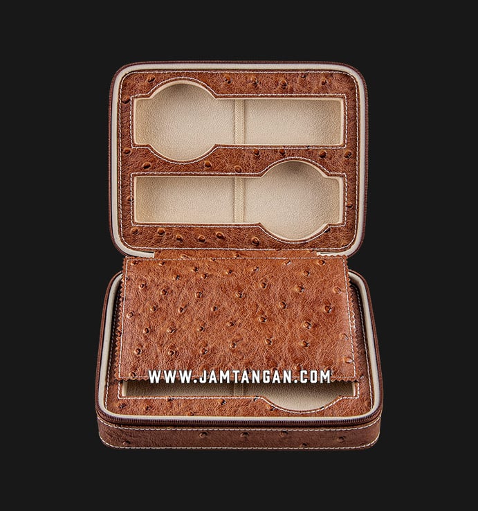 Kotak Jam Tangan Driklux 4W-OS-BR Brown Ostrich Leather Box