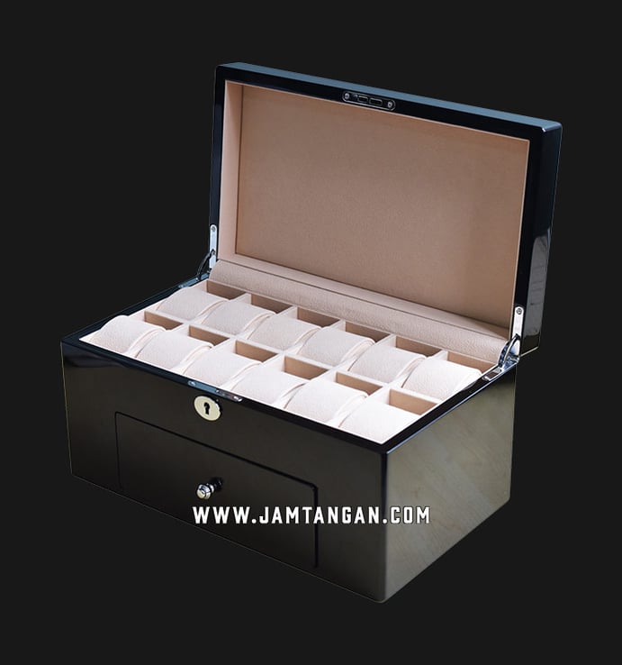 Kotak Jam Tangan Driklux TG809-20BC Black Ebony Wood Box