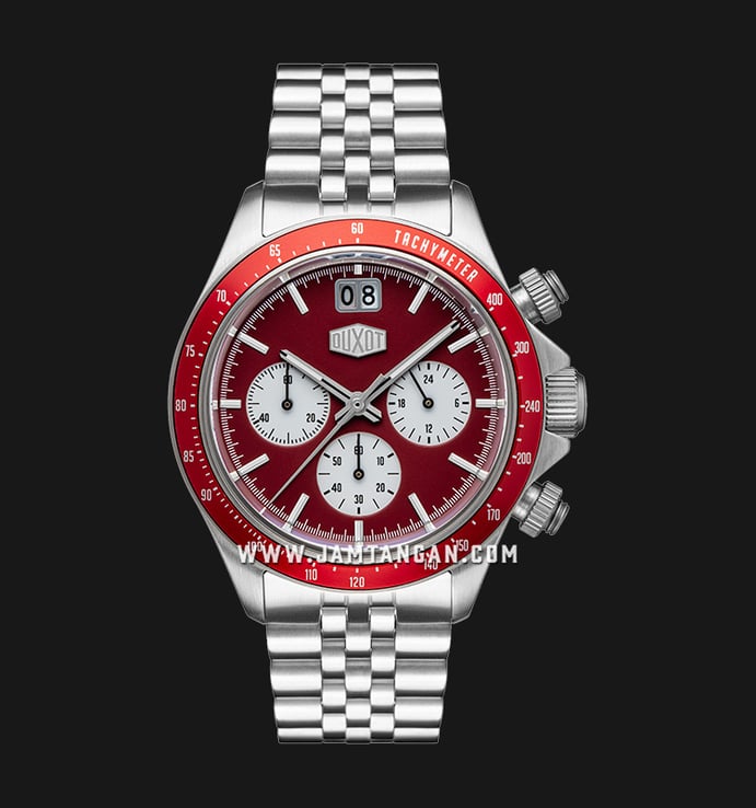 DUXOT Accelero DX-2018-55 Ruby Red Chronograph Big Date Red Dial Stainless Steel