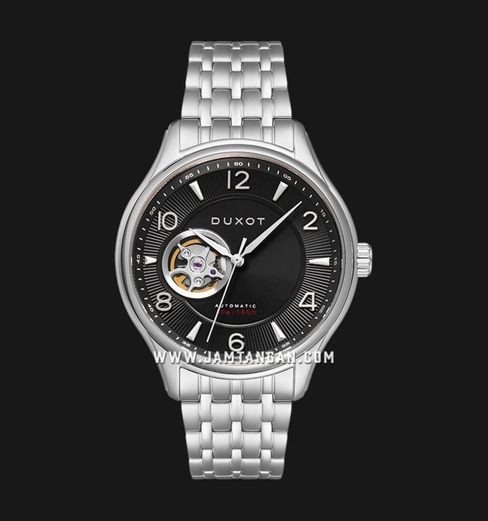 DUXOT Patrios DX-2023-44 Sunray Black Dial Stainless Steel Strap