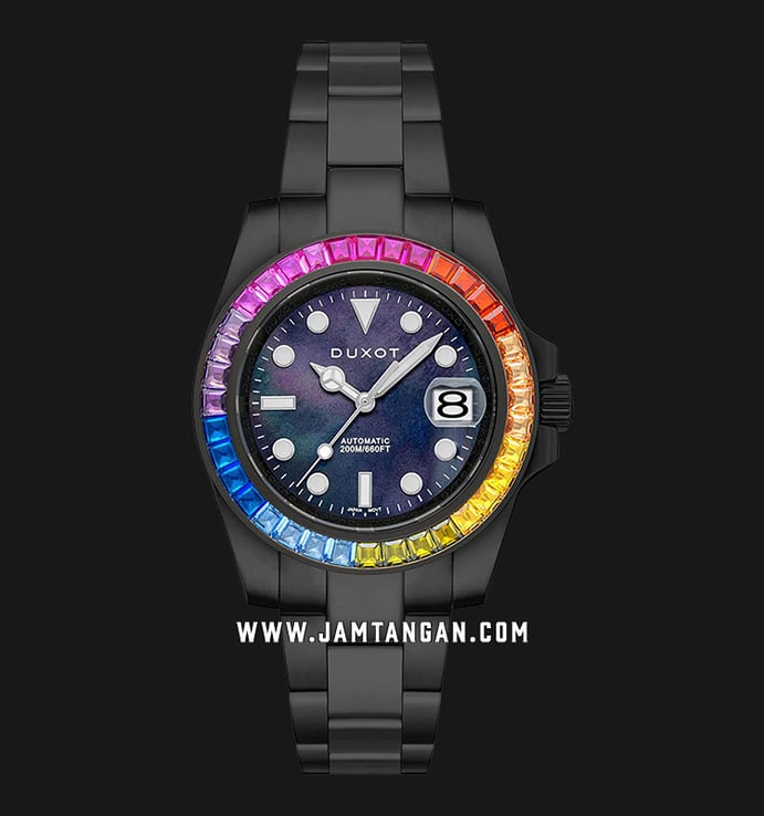 DUXOT Atlantica DX-2047-44 Rainbow Automatic Black Mother Of Pearl Dial Black Stainless Steel Strap