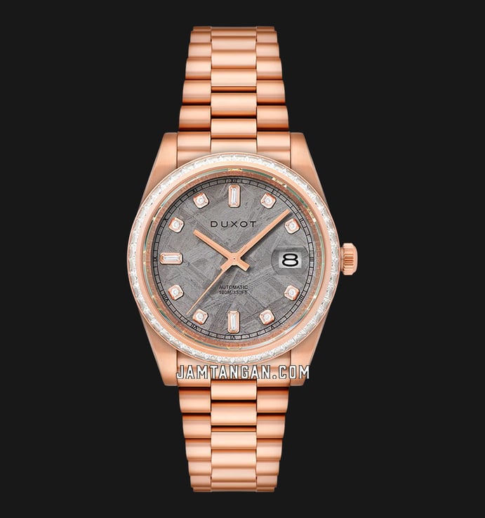 DUXOT Serenata DX-2058-AA Automatic Meteorite Grey Dial Rose Gold St. Steel Strap Limited Edition