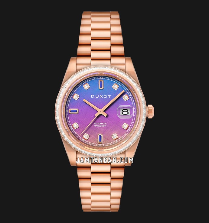DUXOT Serenata DX-2058-BB Automatic Rose Gold Coloured Meteorite St. Steel Strap Limited Edition