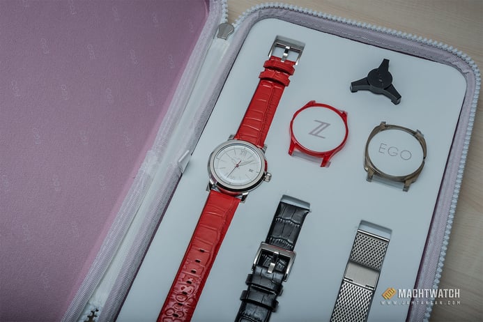 Ego Mazzucato EGO3 LH V1 Ladies White Dial Red Leather Strap + Extra Case + Extra Strap 
