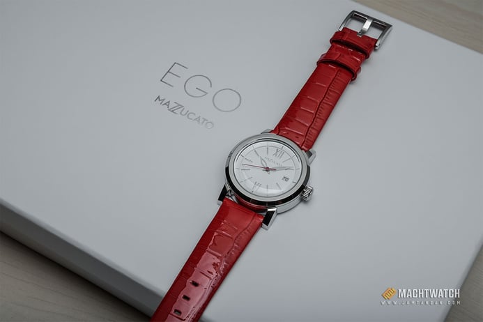 Ego Mazzucato EGO3 LH V1 Ladies White Dial Red Leather Strap + Extra Case + Extra Strap 