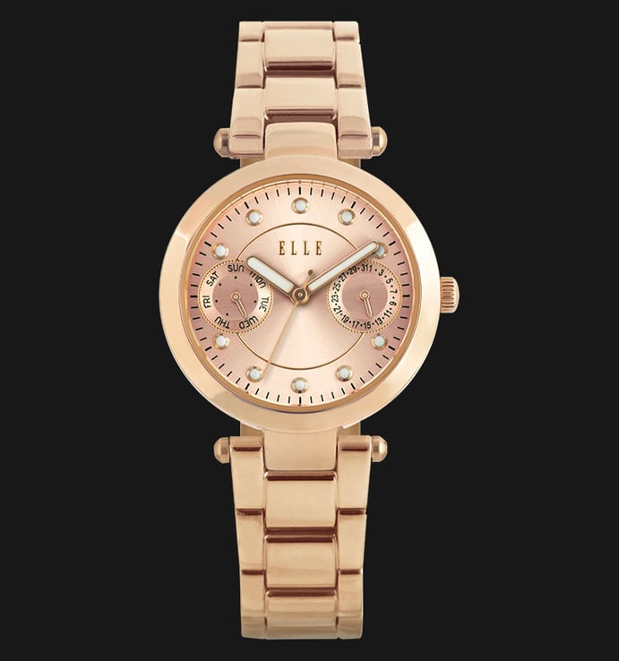 ELLE EL20317B03C Day and Date Display Rose Gold Plated Stainless Steel Bracelet