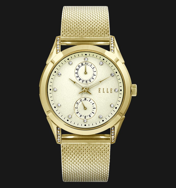 ELLE EL20318B03C Date and 24 Hours Display Gold Plated Stainless Steel Bracelet