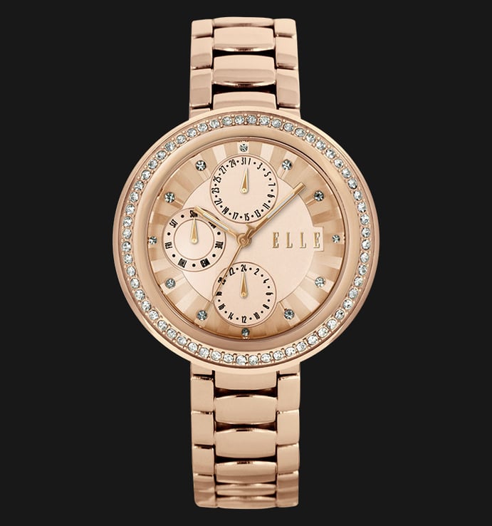 ELLE EL20319B04C Day and Date Display Rose Gold Plated Stainless Steel Bracelet