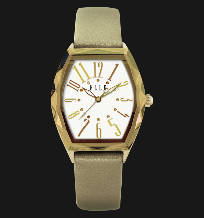 ELLE EL20321S04N Gold Plated Stainless Steel Genuine Leather Strap