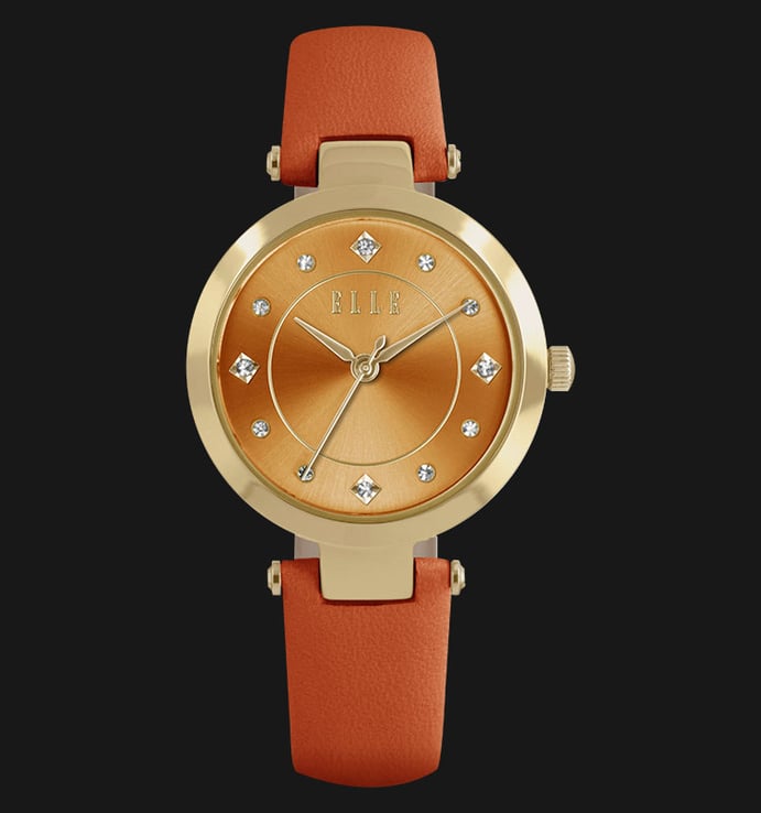 ELLE EL20322S07C Gold Plated Stainless Steel Genuine Leather Strap