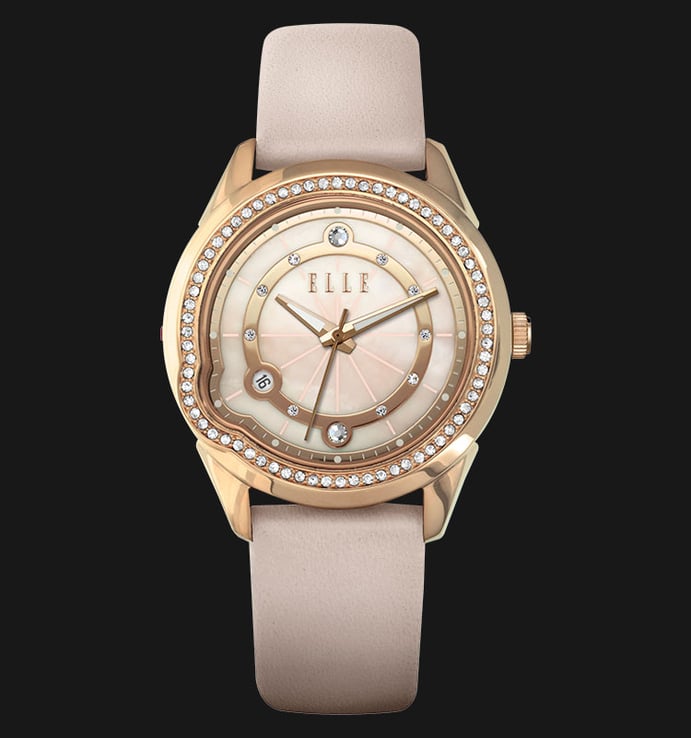 ELLE EL20334S10C Mother of Pearl Dial Genuine Leather Strap