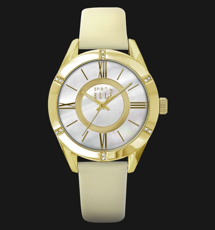 ELLE ES20039S03X Mother of Pearl Dial Beige Leather Strap