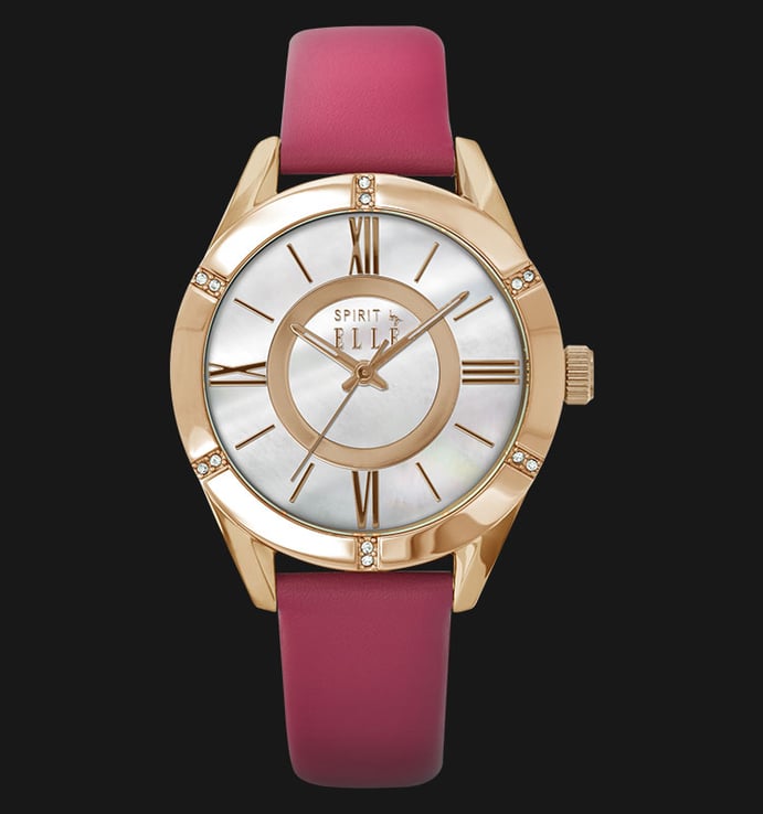ELLE ES20039S04X Mother of Pearl Dial Pink Leather Strap