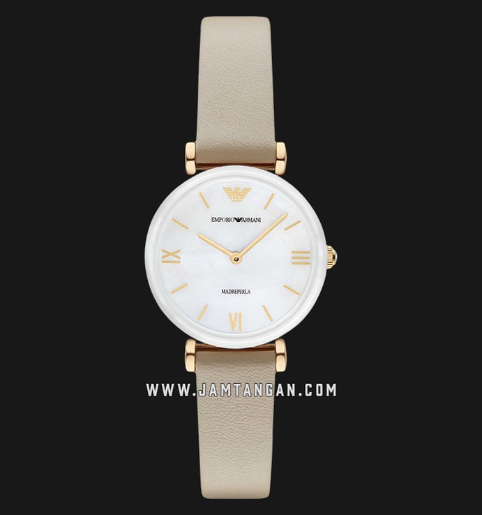 Emporio Armani Madreperla AR11041 White Mother of Pearl Dial Leather Strap