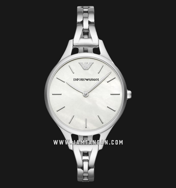Emporio Armani Classic AR11054 White Mother of Pearl Dial Stainless Steel Strap