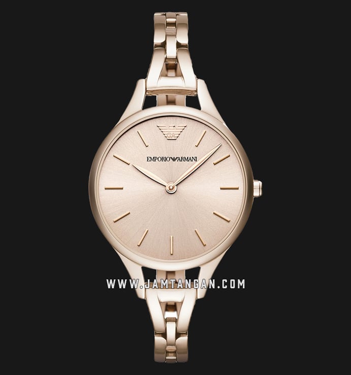 Emporio Armani AR11055 Ladies Rose Gold Dial Rose Gold Stainless Steel Strap