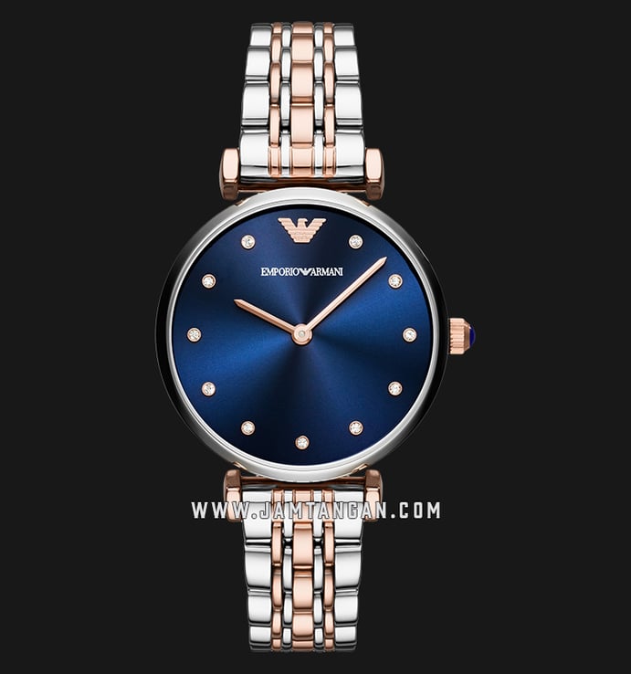 Emporio Armani Classic AR11092 Blue Sunray Dial Dual Tone Stainless Steel Strap