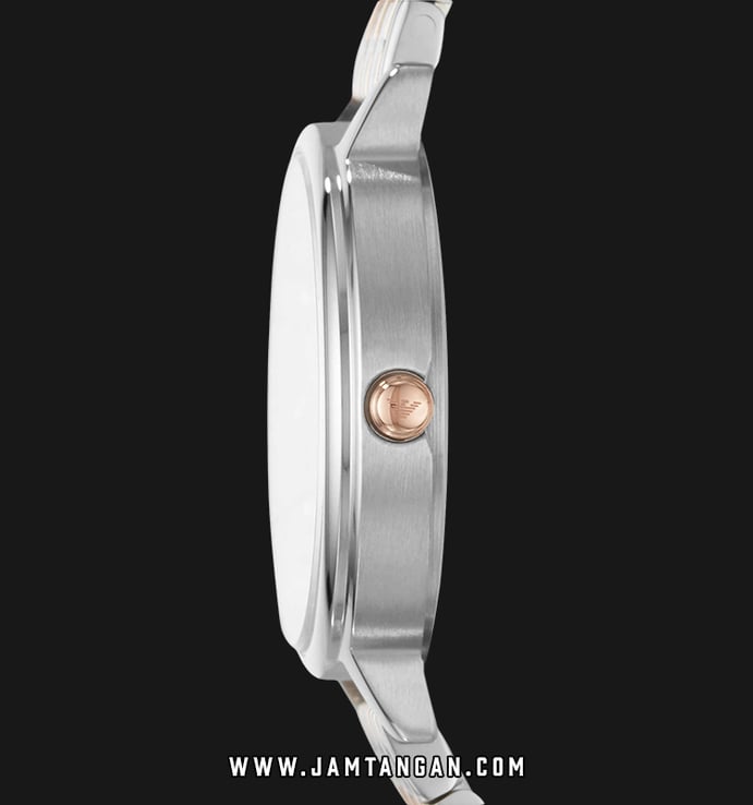 Emporio Armani Kappa AR11094 White Mother of Pearl Dial Dual Tone Stainless Steel Strap