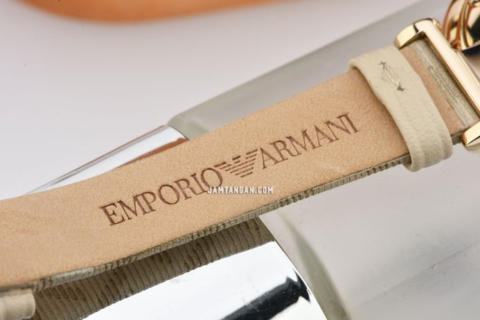 Emporio Armani Classic AR11127 Silver Sunray Dial Biege Leather Strap