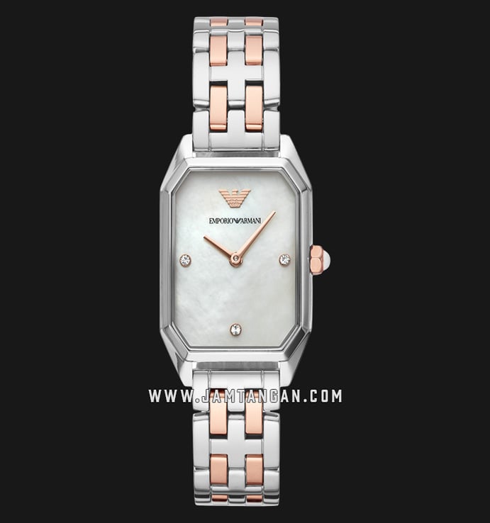 Emporio Armani Gioia AR11146 White Mother of Pearl Dial Dual Tone Stainless Steel Strap