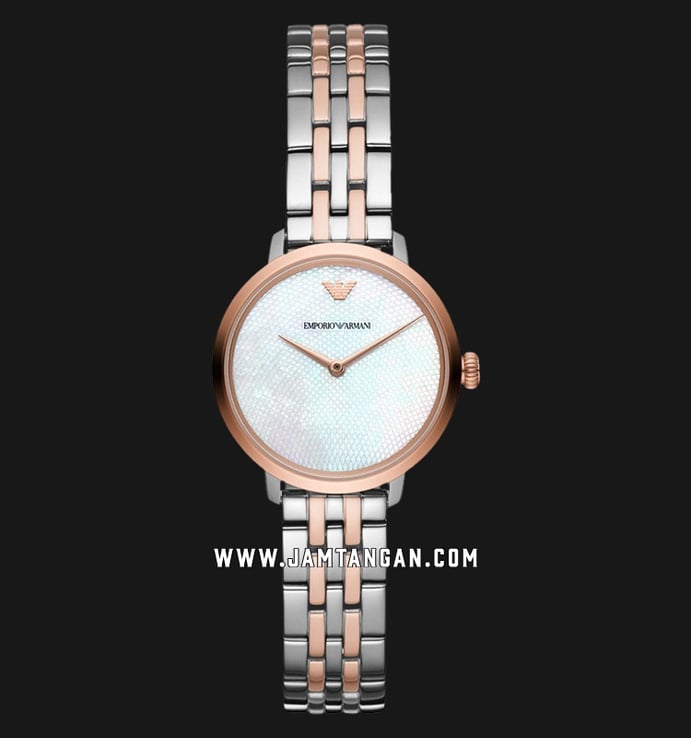 Emporio Armani AR11157 White Mother of Pearl Dial Dual Tone Stainless Steel Strap