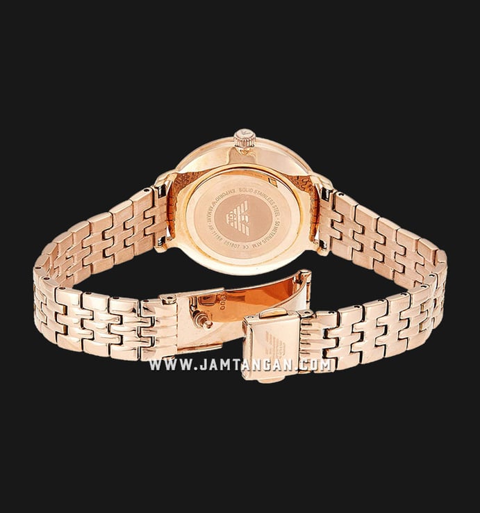 Emporio Armani AR11158 White Mother of Pearl Dial Rose Gold Stainless Steel Strap