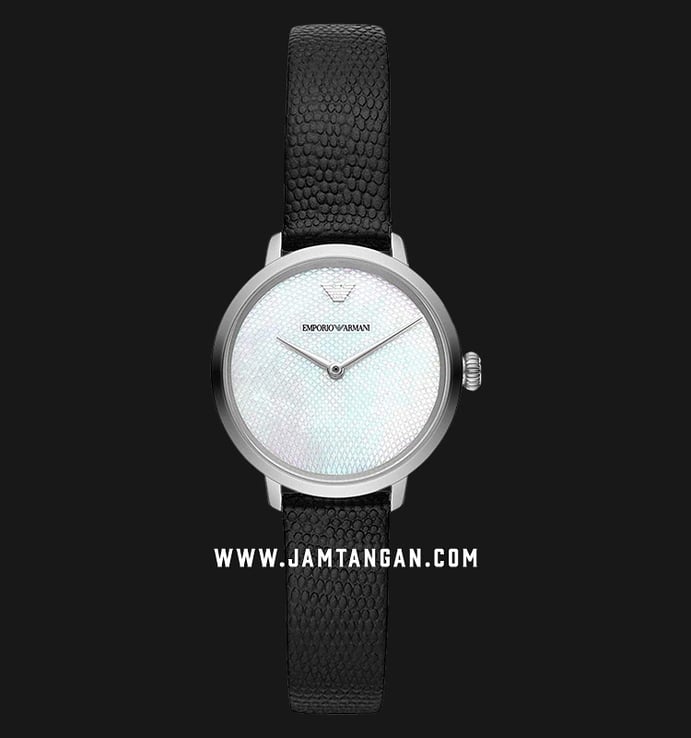 Emporio Armani AR11159 White Mother of Pearl Dial Black Leather Strap