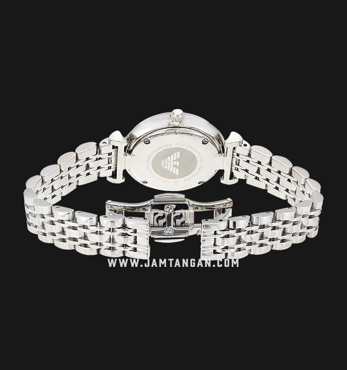 Emporio Armani AR11170 Ladies White Marble Dial Stainless Steel Strap