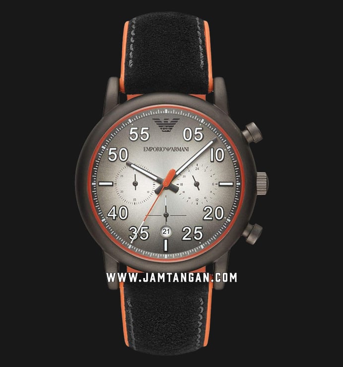 Emporio Armani Chronograph AR11174 Grey Gradient Dial Black Leather Strap