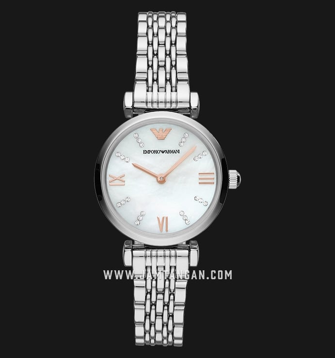 Emporio Armani AR11204 White Mother of Pearl Dial Stainless Steel Strap