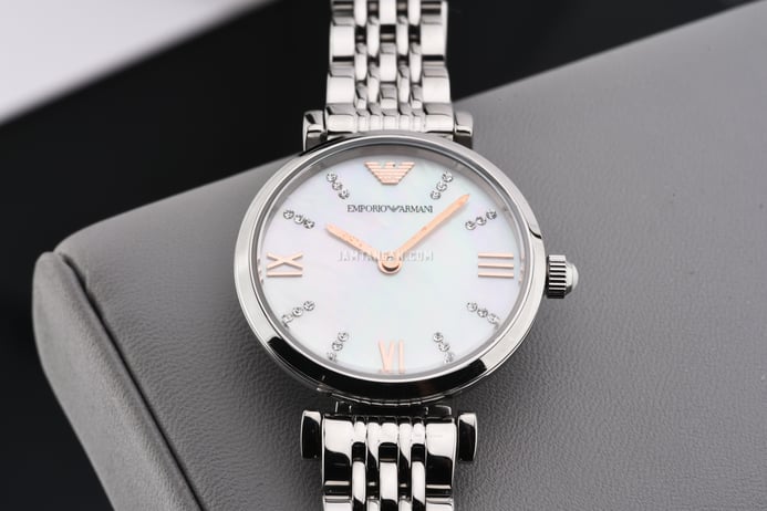 Emporio Armani AR11204 White Mother of Pearl Dial Stainless Steel Strap