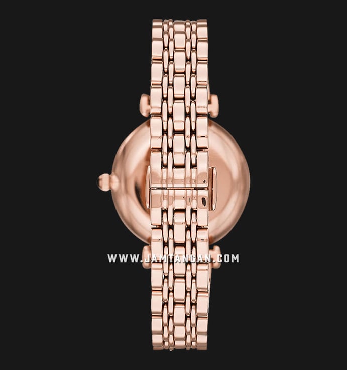 Emporio Armani AR11206 Black Butterfly Motif Dial Rose Gold Stainless Steel Strap