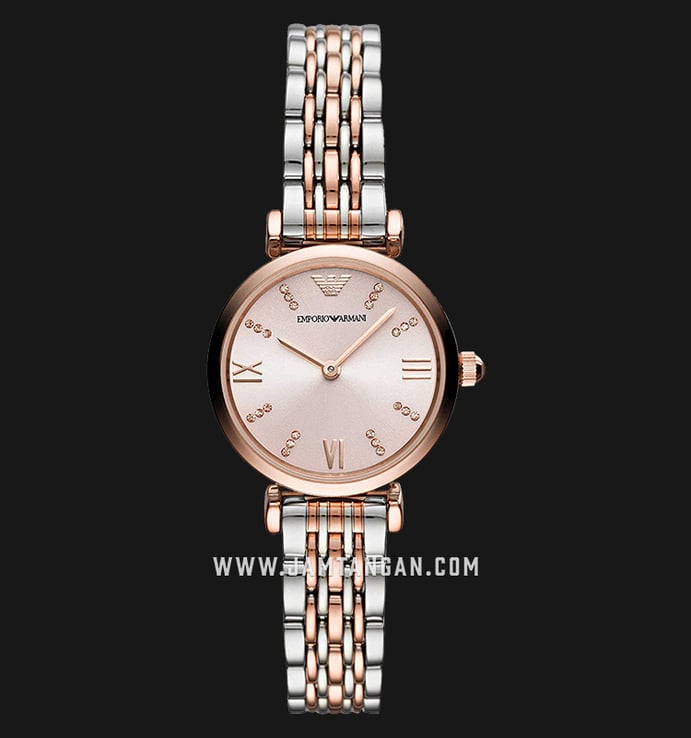 Emporio Armani AR11223 Rose Gold Dial Dual Tone Stainless Steel Strap