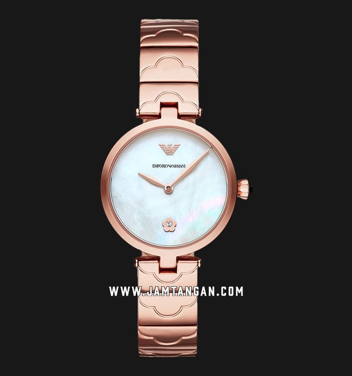 Emporio Armani AR11236 Ladies Mother of Pearl Dial Rose Gold Stainless Steel Strap