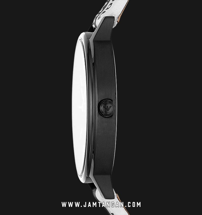 Emporio Armani Kappa AR11253 Ladies Black Dial Black White Leather Strap