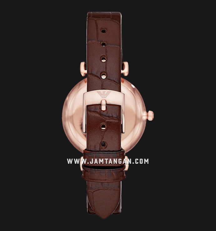 Emporio Armani Fashion AR11269 Ladies Dual Tone Dial Brown Leather Strap